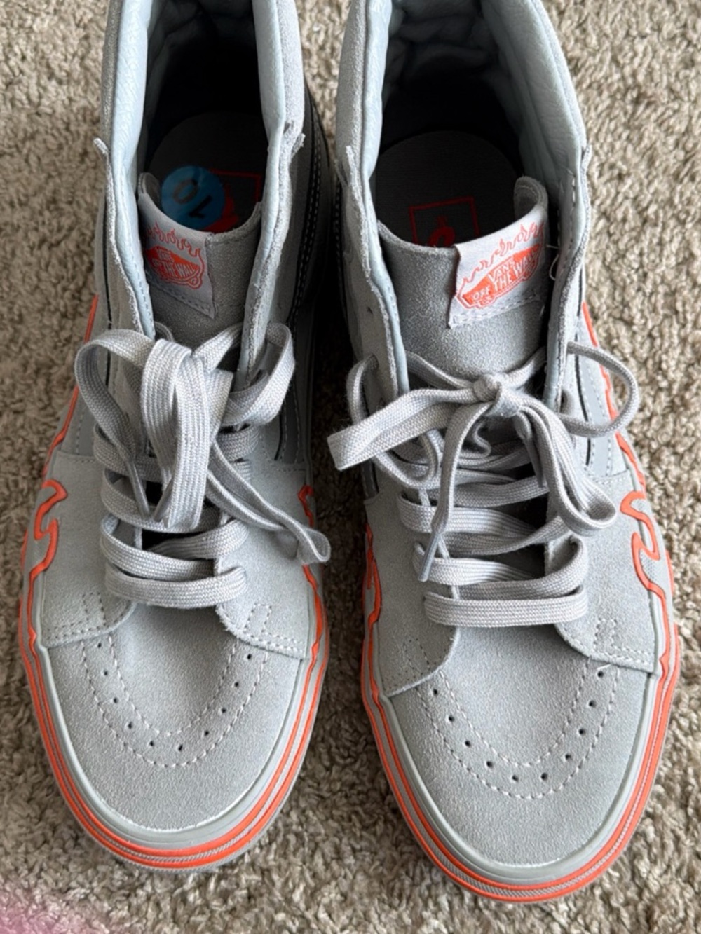 Vans Gray High-Top Sneakers with Coral Trim